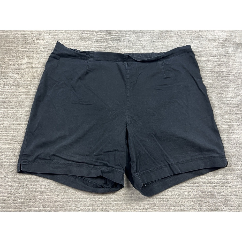 White Stag Shorts Women 26/28 Black Pull On Elastic Waist Cotton Blend High Rise
